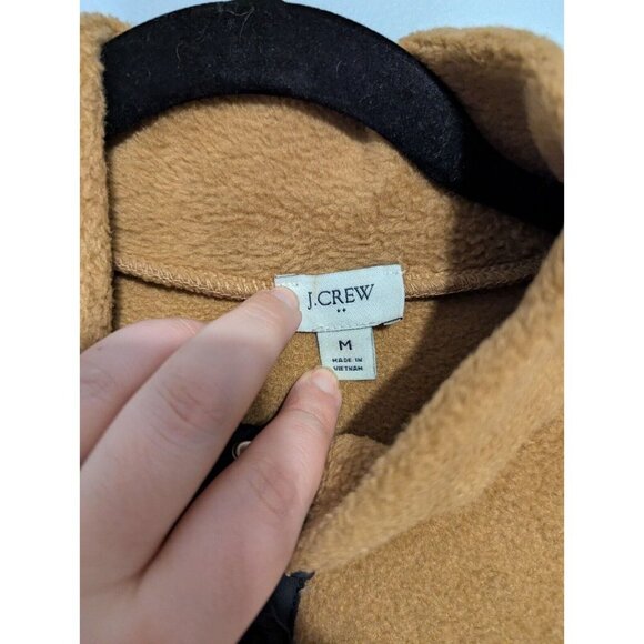 J Crew Quilted Sherpa Womens Med Half Zip Button Brown Color Block Fleece - Picture 5 of 10